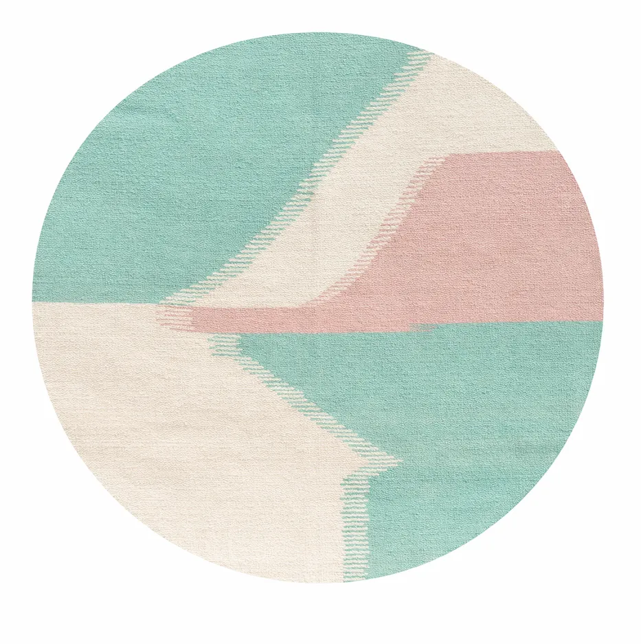 Tapis rond kilim Izem au dessin abstrait — tapis kilim tissé à la main
