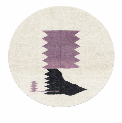 Tapis rond kilim Meddur au dessin abstrait — tapis kilim