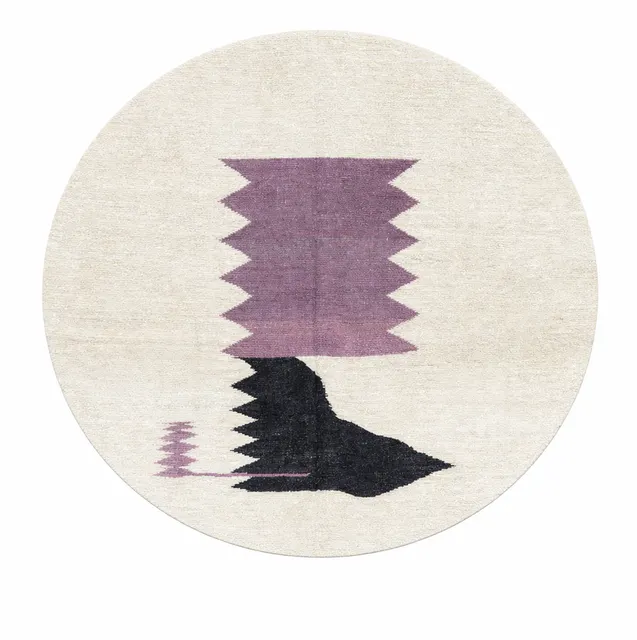 Tapis rond kilim Meddur au dessin abstrait — tapis kilim