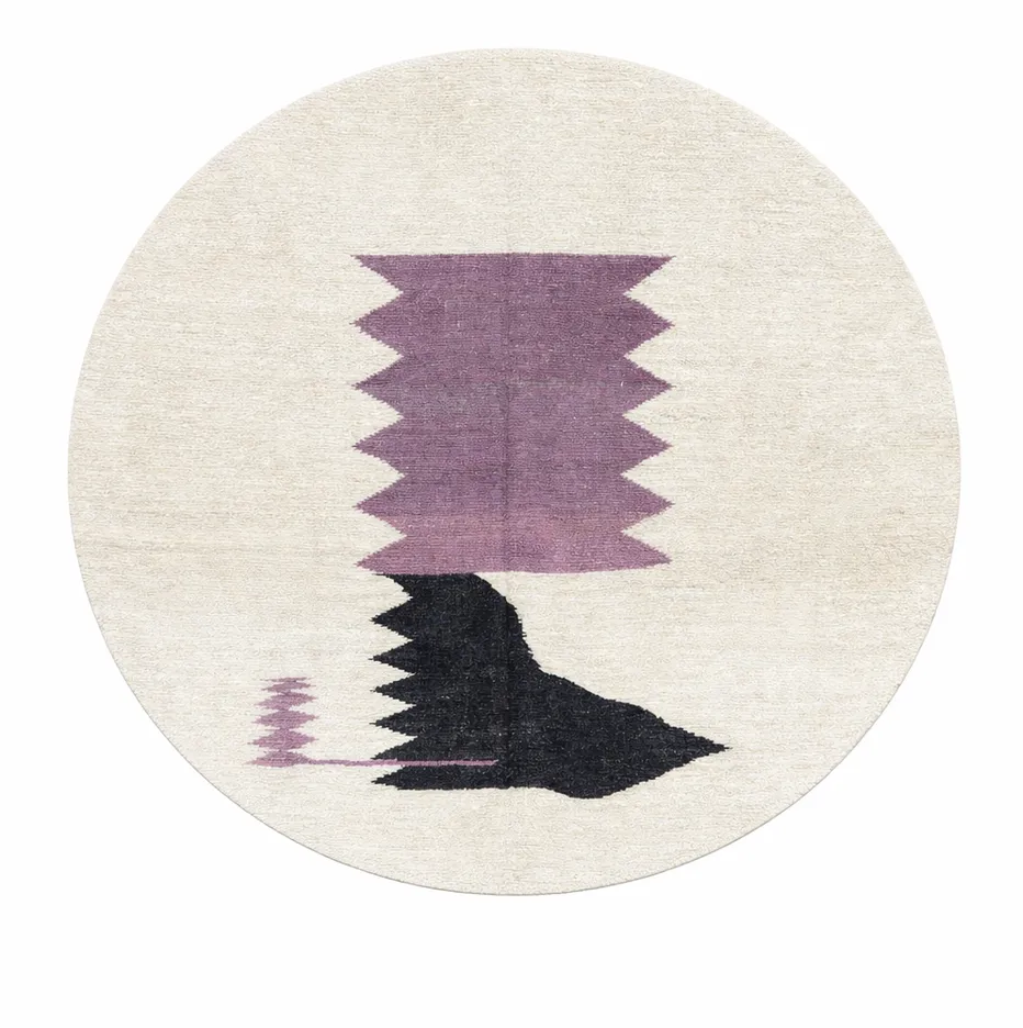 Tapis rond kilim Meddur au dessin abstrait — tapis kilim tissé à la main