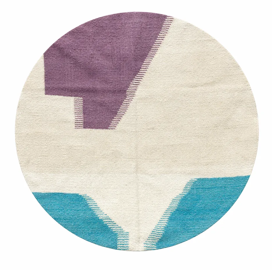 Tapis rond kilim Siman au dessin abstrait — tapis kilim tissé à la main