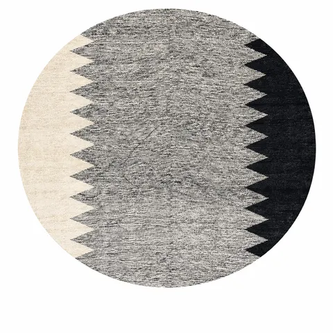 Tapis rond kilim Tala noir et blanc — tapis kilim