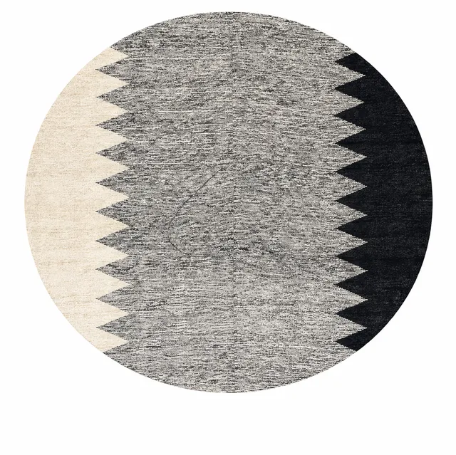 Tapis rond kilim Tala noir et blanc — tapis kilim