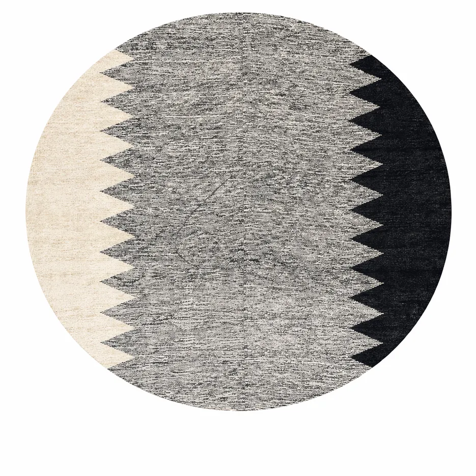Tapis rond kilim Tala noir et blanc — tapis kilim tissé à la main