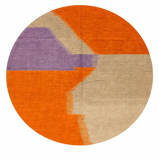 Tapis rond kilim Tamurt au dessin abstrait — tapis kilim