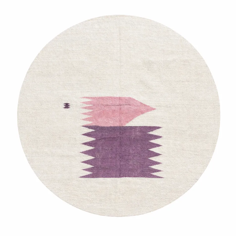Tapis rond kilim Tasa uni — tapis kilim tissé à la main