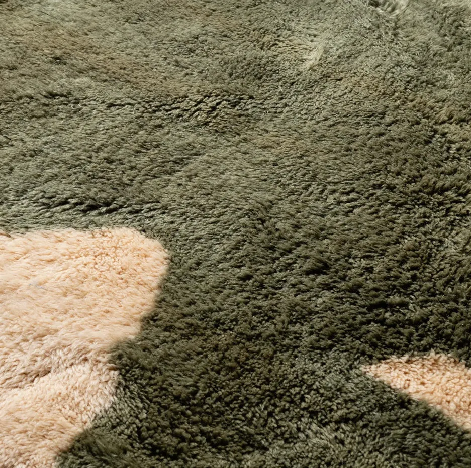 Tapis rond Mrirt Asni beige et vert, vue 4 sur 7