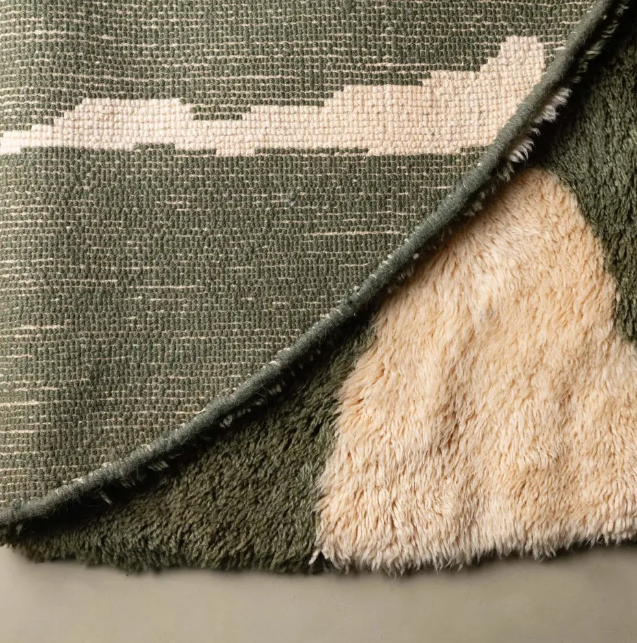Tapis rond Mrirt Asni beige et vert, vue 6 sur 7